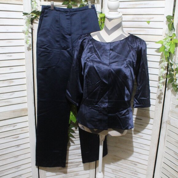 Zapa Navy button up top with matching pants (1355) - Picture 1 of 16